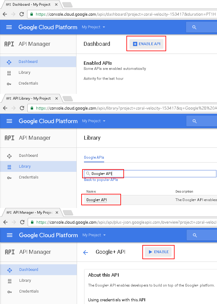 Turn on Google+ API Turn on Google+ API